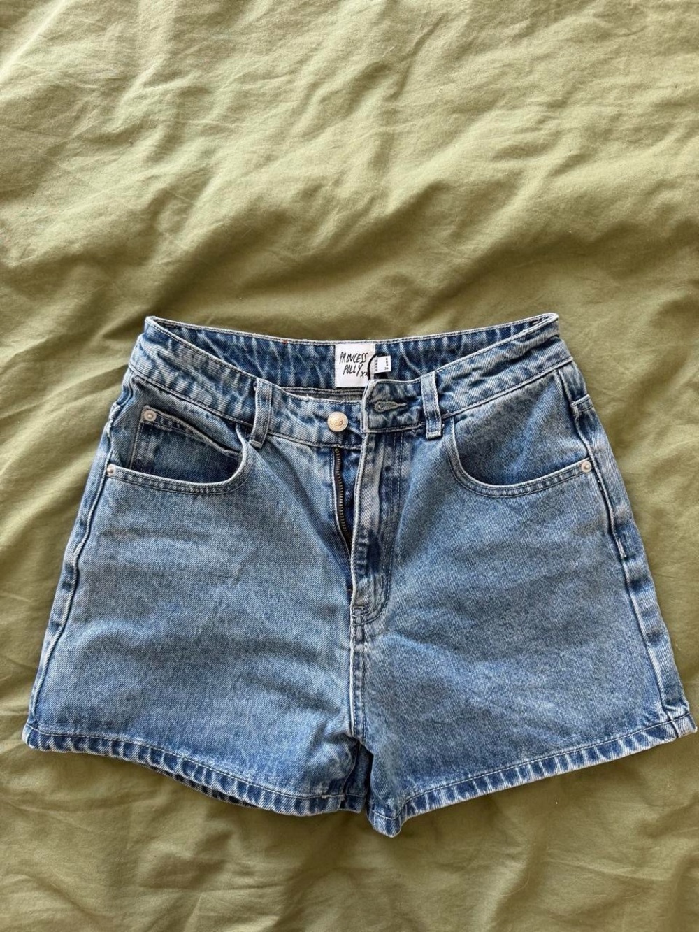 Princess Polly High-Rise Denim Shorts in Light Blue